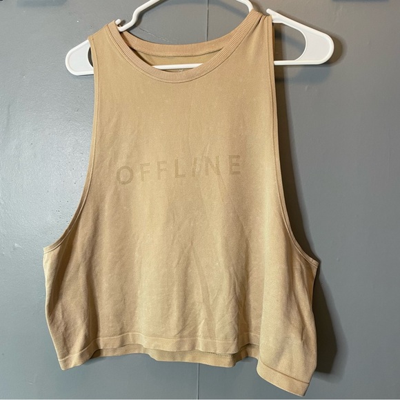 aerie Tops - Aerie OFFLINE tan athletic muscle tank size medium logo